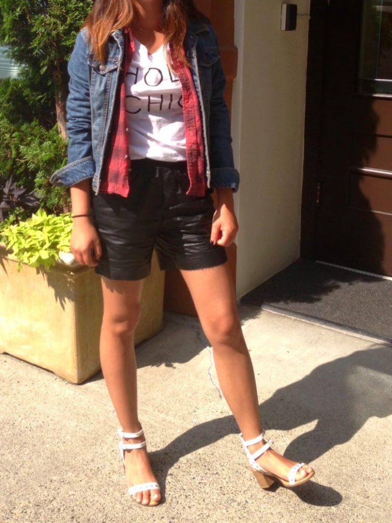 old navy, holy chic, flannel, faux leather shorts, portland blogger, pcx blogger, fashion blogger, street style