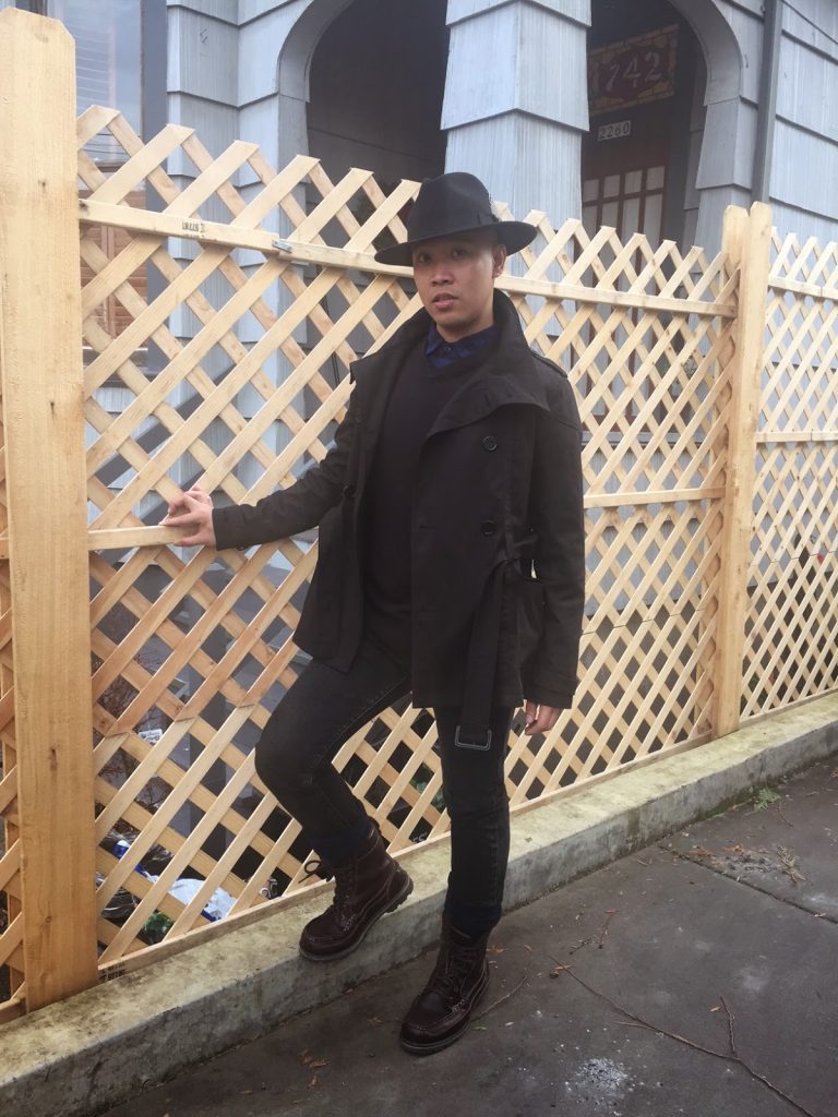 outfit of the day, portland fashion, street style, black trench coat, black hat, black boots, burgundy coat, white sweater, gray jeans, ptowngirls, portland blogger outfit of the day, portland fashion, street style, black trench coat, black hat, black boots, burgundy coat, white sweater, gray jeans, ptowngirls, portland blogger