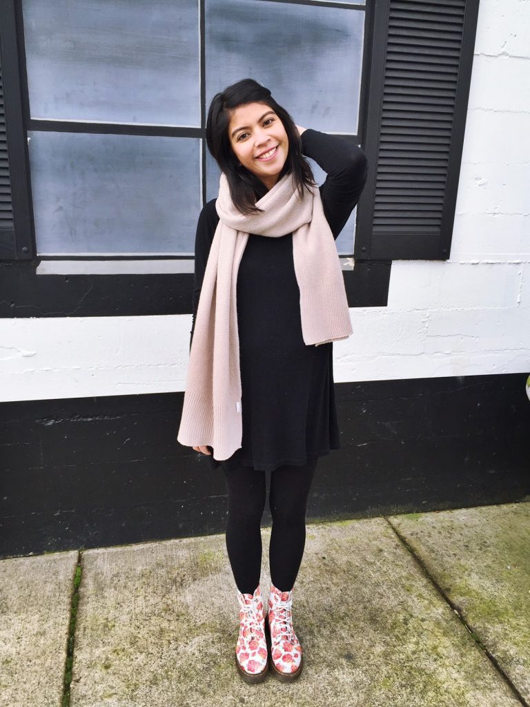black tunic dress, brandy melville, black leggings, old navy, camel scarf, floral doc martens, dr. martens, floral boots, ootd, fashion blogger, pdx fashion blogger, portland fashion blogger black tunic dress, brandy melville, black leggings, old navy, camel scarf, floral doc martens, dr. martens, floral boots, ootd, fashion blogger, pdx fashion blogger, portland fashion blogger