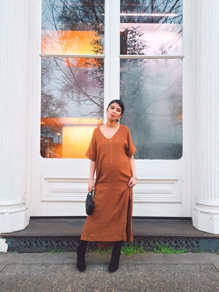 thirty bucks, affordable fashion, the ptown girls, preggonista, pregnancy style, brown midi dress, black ankle boots, portland fashion blogger, thirty bucks, affordable fashion, the ptown girls, preggonista, pregnancy style, brown midi dress, black ankle boots, portland fashion blogger,