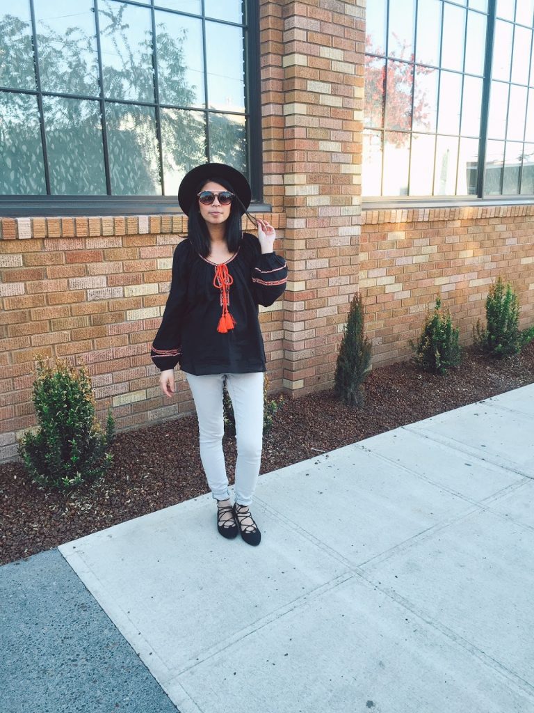 boho blouse with tassels, gray jeans, lace up flats, black fedora hat, sunglasses, spring 2016, affordable fashion, thirty bucks, dress the bump, bump style, portland fashion blogger, pdx street style, boho blouse with tassels, gray jeans, lace up flats, black fedora hat, sunglasses, spring 2016, affordable fashion, thirty bucks, dress the bump, bump style, portland fashion blogger, pdx street style,