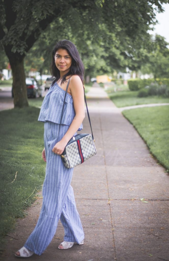 one shoulder ruffled top, wide leg pants, high waist, striped top, mules, summer look one shoulder ruffled top, wide leg pants, high waist, striped top, mules, summer look