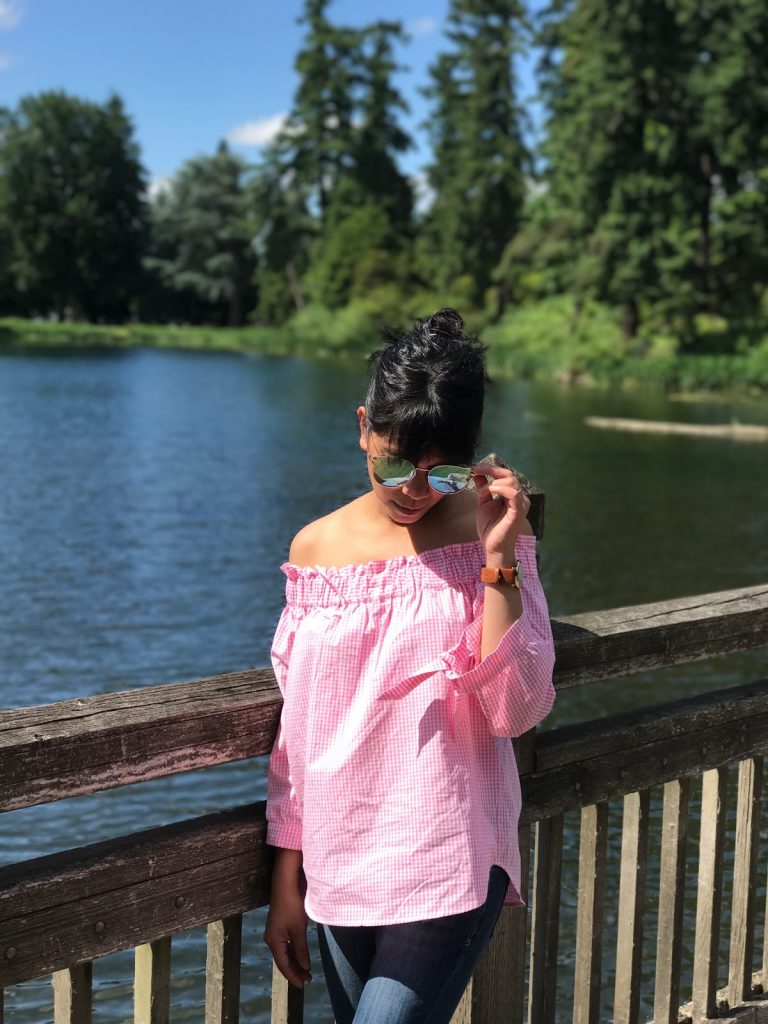 espadrilles, gingham top, jeans, minimal outfit, mom outfit, off the shoulder pink top, outfit of the day, portland blogger, summer outfit, sunglasses, the story of, espadrilles, gingham top, jeans, minimal outfit, mom outfit, off the shoulder pink top, outfit of the day, portland blogger, summer outfit, sunglasses, the story of,