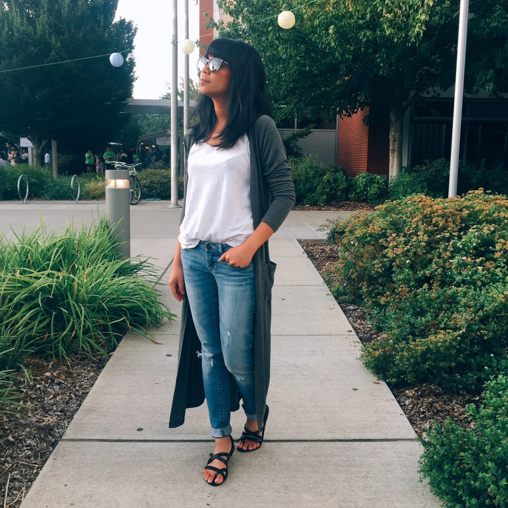portland blogger, fashion blogger, yala designs, long grey cardigan, fall outfit 2017, basics, ripped jeans, white shirt, strappy sandals, locally owned, giveaway, freebies, sponsored portland blogger, fashion blogger, yala designs, long grey cardigan, fall outfit 2017, basics, ripped jeans, white shirt, strappy sandals, locally owned, giveaway, freebies, sponsored