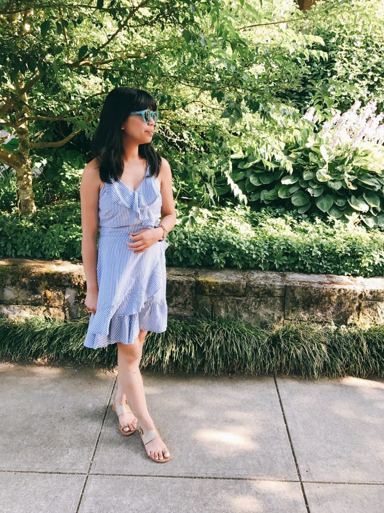 summer outfit, blue striped ruffle dress, nude strappy sandals, blue sunglasses, straw bag, birkin straw bag, jane birkin, the story of, portland fashion blogger, ptowngirls, pdx fashion blogger, lifestyle blogger summer outfit, blue striped ruffle dress, nude strappy sandals, blue sunglasses, straw bag, birkin straw bag, jane birkin, the story of, portland fashion blogger, ptowngirls, pdx fashion blogger, lifestyle blogger